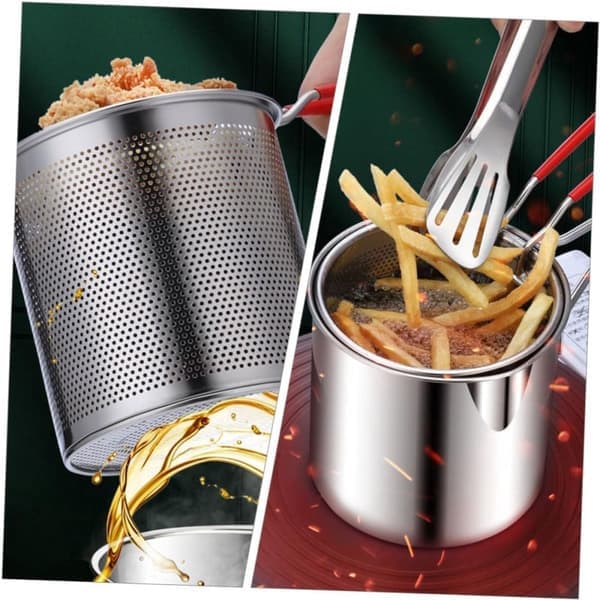 Mini Frituregryde i Rustfrit Stål – Med Kurv & Tang – Til Induktion & Gas