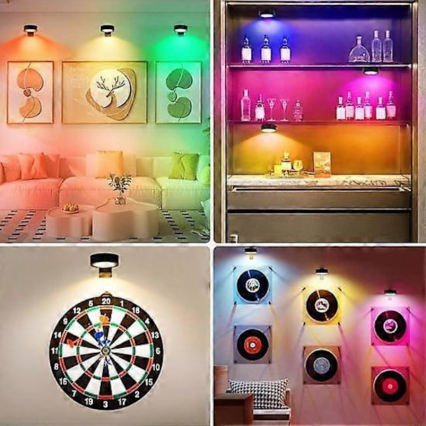 Billedlampe med fjernbetjening 100 Lumen Høj Lysstyrke Trinløs Dæmpning 3 Lystilstande Batteridrevet Ingen Boring Væglampe til Kunst_FO white 3pcs