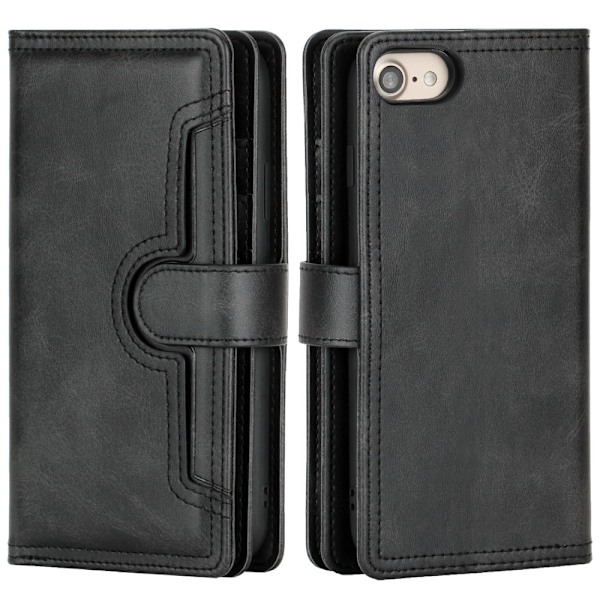 Pung Etui Læder Multi-Slot iPhone 7/8/SE Sort