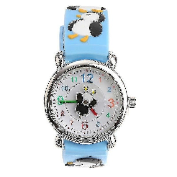 \"QD\" 1 st Tecknad Pingvinklocka Silikon Kvarts Klocka Kreativt Armbandsur Mode Casual Klocka För Barn