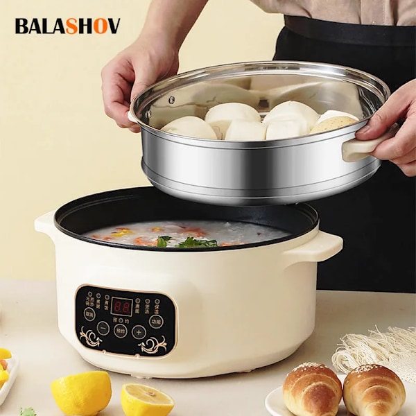 QU.Electric Monitoimikattila 220V Tarttumaton Monitoiminen Keittokone Hotpot Nuudelit Munat Keitto Höyrystin Riisinkeittimet Kotiin