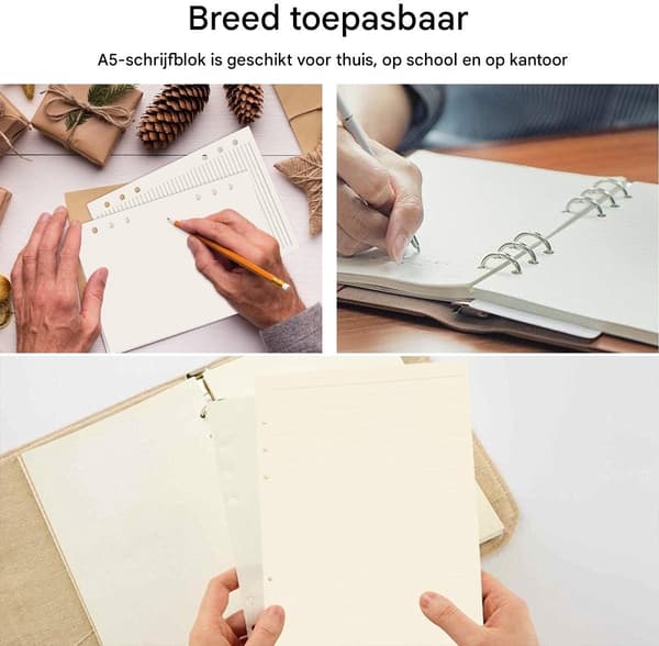 6-Rings Permapapir, A5 Linjert+Rutete, Fyllbart, 2 Pakker, 180 Ark