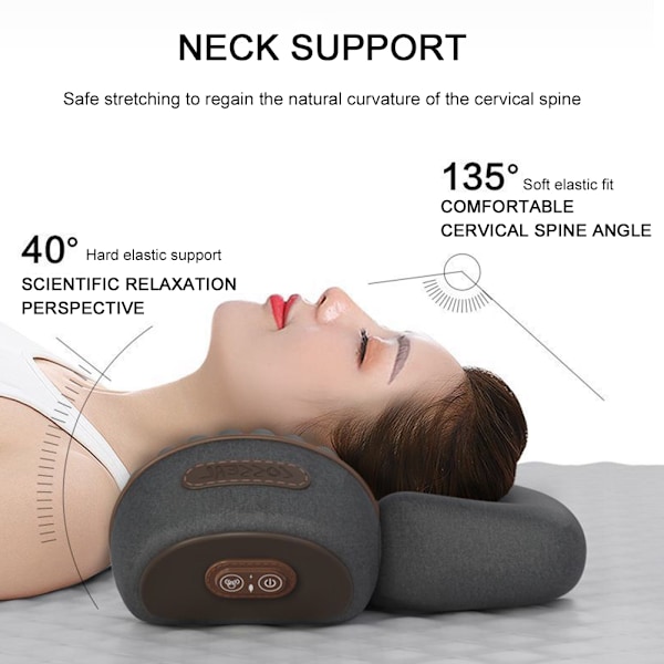 Elektrisk nackmassagekudde med värme, vibrerande shiatsu-massageapparat för smärtlindring, cervikal, ortopedisk kudde Single_nzywt Single Gray