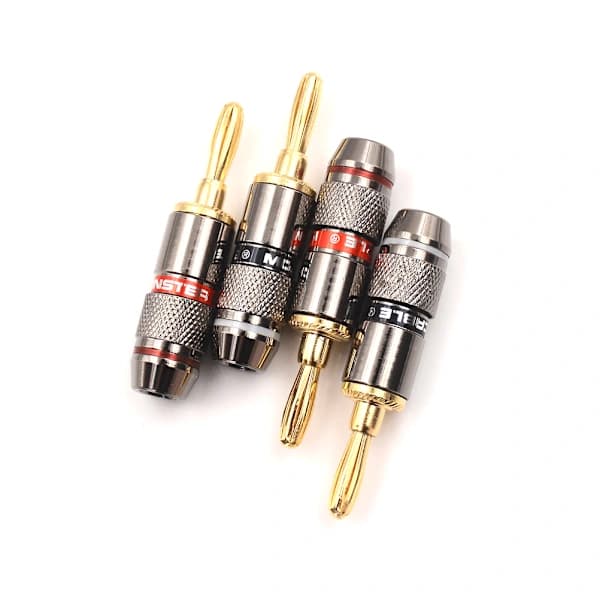 4 stk. gullbelagte BFA 4 mm banankontakter