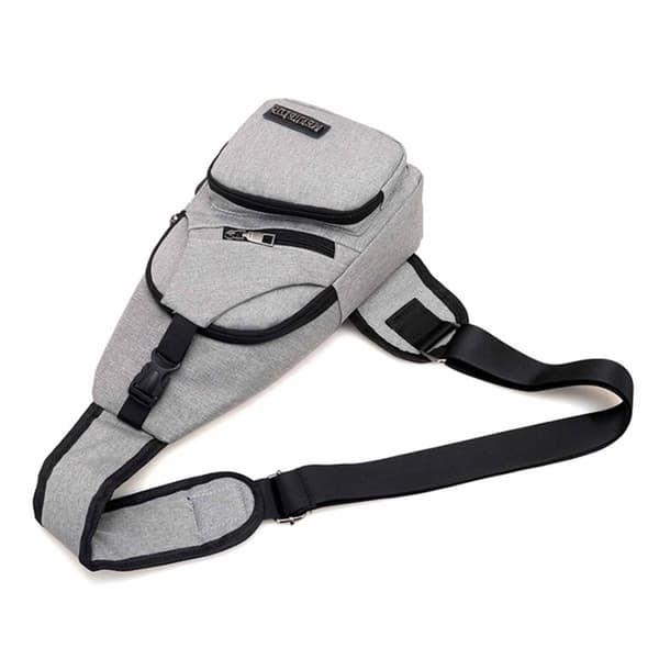Axelväska Herr Crossbody Väska Powerbank Uttag – Grå_qq