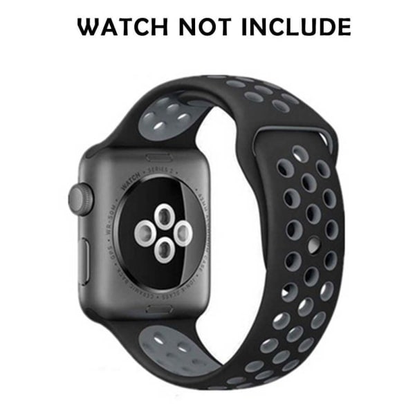 [QD] Yhteensopiva Apple Watch -rannekkeen 38-40mm/42mm-44mm kanssa, hengittävä silikoninen urheilurannekkeen vaihto - 38/40mm musta viileällä harmaalla
