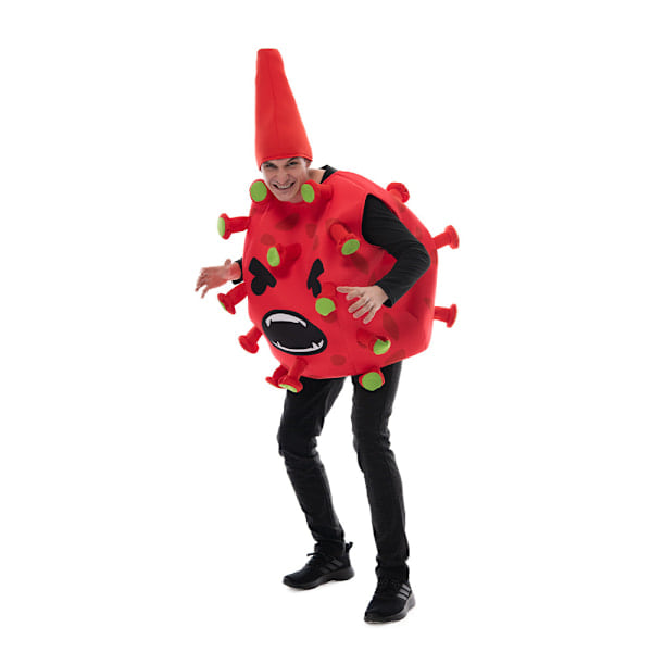QD-Halloween-asu Uusi Koronavirus Hauska Juhla-asu Punainen Lohikäärmehedelmä Lava Rekvisiitta