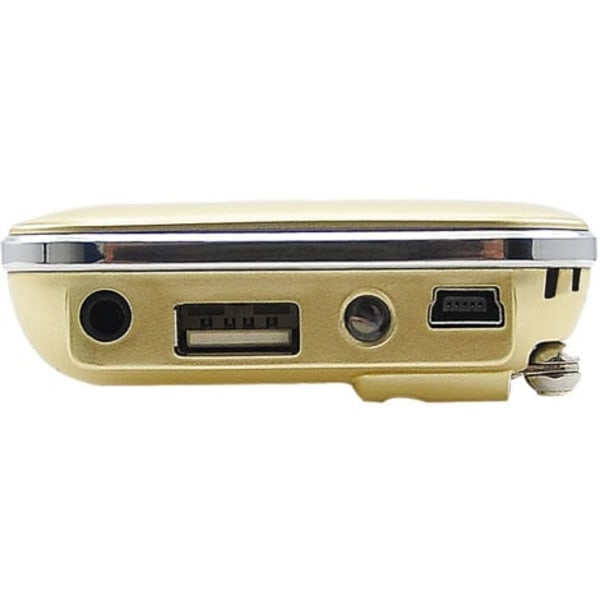 QU/Bærbar Radio, FM AM Radio, Batteri- og Nettstrømdrevet, MP3, Høyttaler, Støtte TF-kort/USB, Lommelykt, Egnet (Gull)