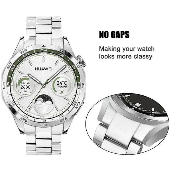 QD-For Huawei Watch GT 5 46mm Klokkereim Tre Perler Rustfritt Stål Erstatningsarmbånd Svart