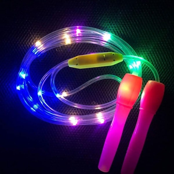 Hyppynaru LED-valoilla, muovi, läpinäkyvä/vaaleanpunainenVärikäs vilkkuva hyppynaru valaiseva hyppynaru (2,5 metriä pitkä 20 valoa)