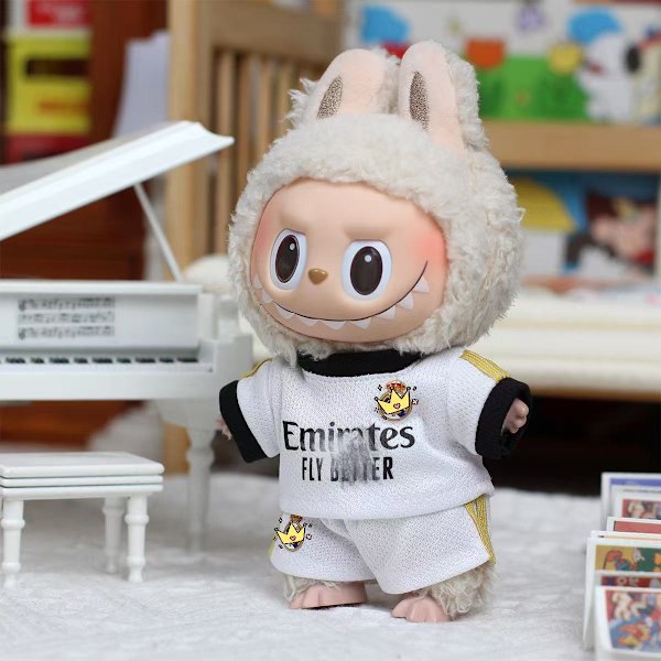 Labubu Dockkläder Sittande Party Fotbollsuniform Hjärtslag Macaron Labubu #2