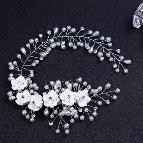Bryllupsblomster Hårtilbehør Perlehårkam Tiara Brud Hodeplagg Hvit one size