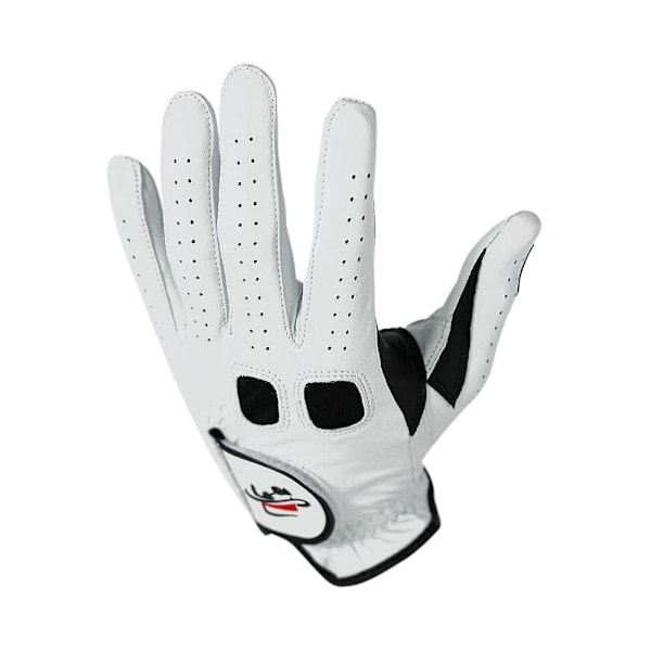 QD-David Leadbetter Cabretta Golfhanske med Tommelfingerguide - Large - Hvit - Venstre Hånd for Høyrehendte Spillere Large