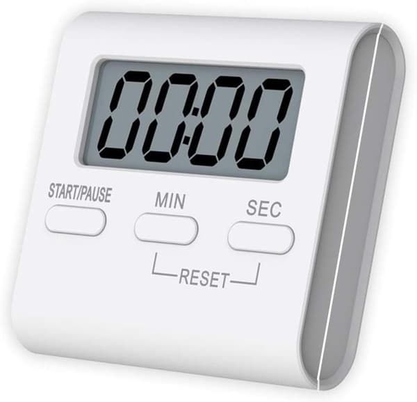 Digital kökstimer, stor LED-display, räkna upp och ner, magnetisk baksida och dolt stativ, för kök, klassrum och gym, vit