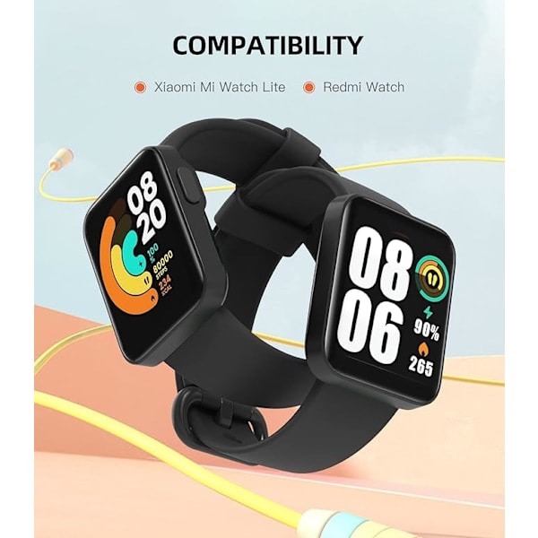 [QD] Rem til Xiaomi Mi Watch Lite/Redmi Watch, blød silikone udskiftningsrem sportsarmbånd sort/hvid/orange