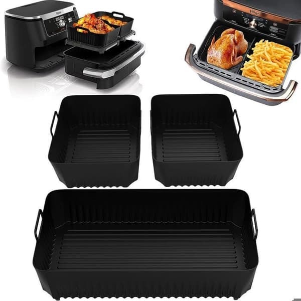 /QD/Air Fryer Form, 3 st Air Fryer-tillbehör för Ninja Air Fryer 10,4L AF500EU, Silikon Air Fryer-form för Ninja Foodi Flex 10,4 L