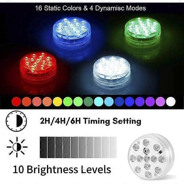 QSN_Poolivalaistus veden alla, USB-ladattava, monivärinen RGB-13 LED RF-kaukosäätimellä7-