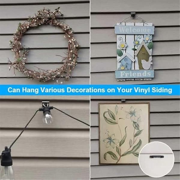10 stk. kroge til facader, vinylfacadeclips uden huller, B