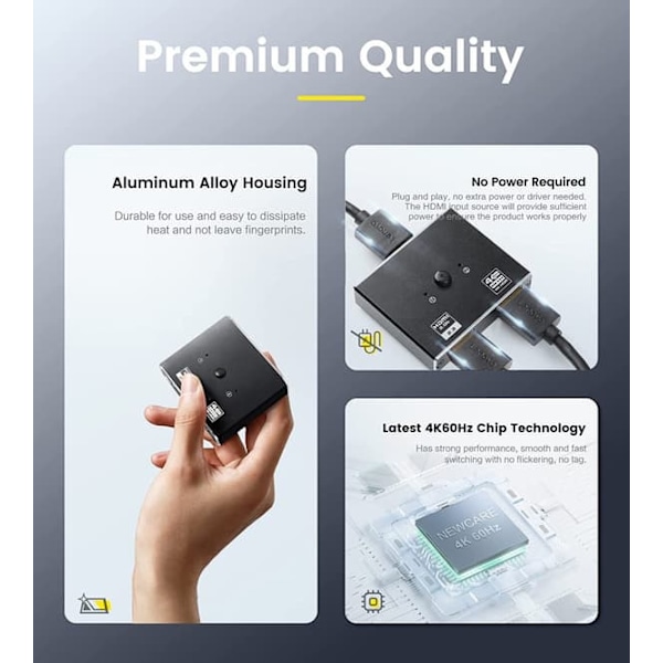 HDMI 2.0 Switch 2 inn 1 ut 4K HDMI Splitter 1 inn 2 ut_qq