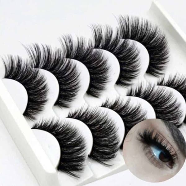 5 par lösögonfransar – 3D faux mink (G-52) Svart_qq