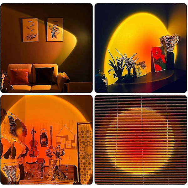 Sunset Lampa, Projektor Regnbågsljus 360 Graders Rotation Sunset Projektorlampor_FO