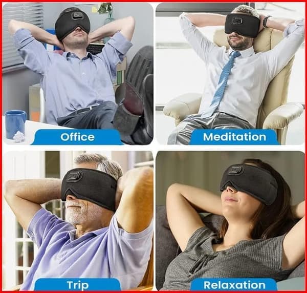 3D sovemaske Bluetooth sovehodetelefoner Svart