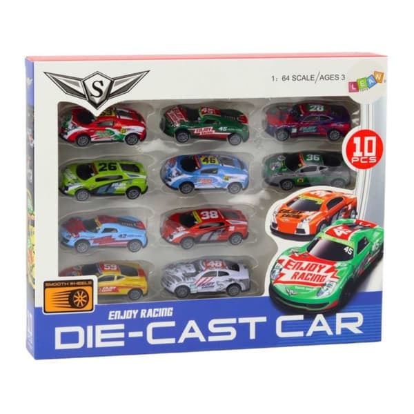 Vedettävät Leluautot | 10 kpl Urheilullisia Kilpa-autoja 1:64_qq