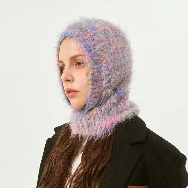 Fusksobel Stickad Mössa - Blå, Design Nischsektion Pullover Yllehatt, Vinterkall Mössa