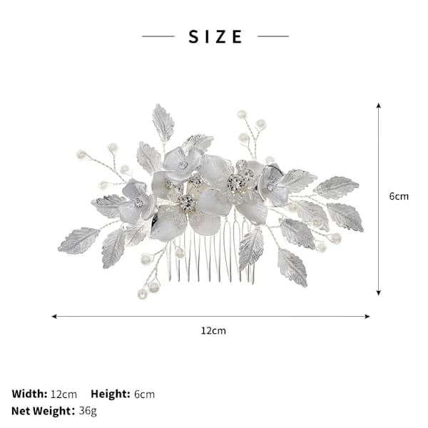 QD-Brud bröllopshårkam bröllopshårklämma bröllopshåraccessoarer för kvinnor, flickor, brudtärnor, 12*6cm