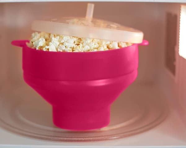 Popcornskål silikone sammenklappelig Rosa