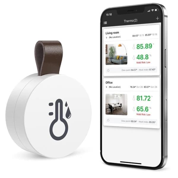 Smart Bluetooth 5.0 mini elektronisk termometer och hygrometer med datalagringsapp – termometer lämplig för apotek och barnrum