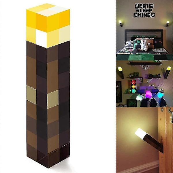 Minecraft Speltillbehör Byggkloss Fackla Nattlampa USB Heminredning Lampa Present_QU
