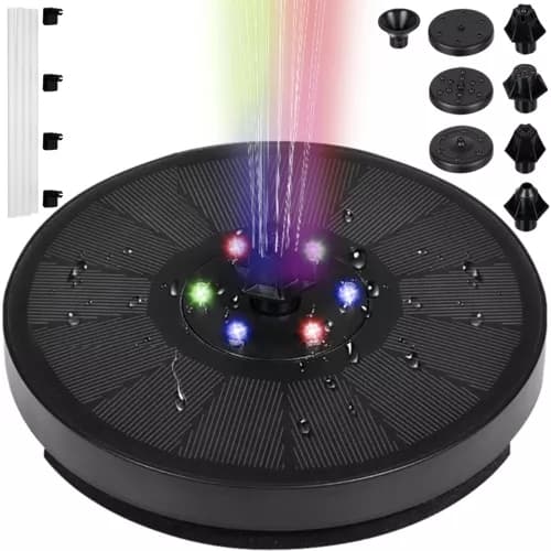 Fontän med Batteri & LED - Solcellsfontän / Vattenfontän - Solcell