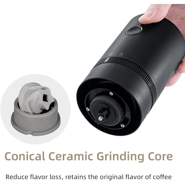 Portable Electric Coffee Grinder, Mcbazel Electric Rechargeable Mini Coffee Grinder with Multiple Grind Settings - Black