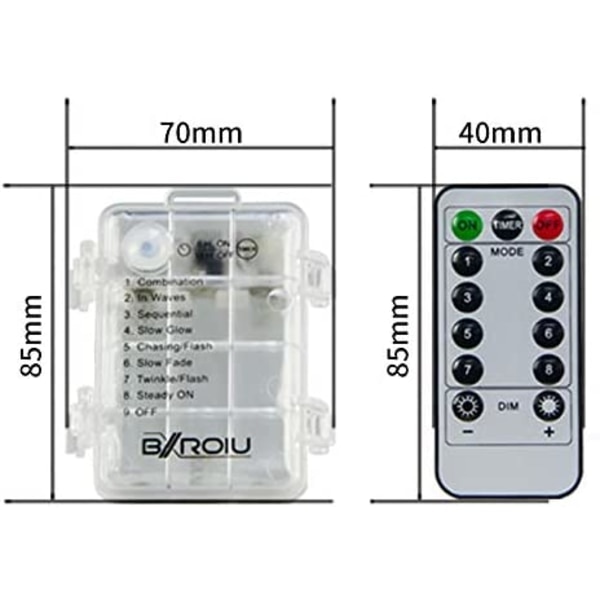 QU)2 x 50 LED batteridrivna ljusslingor med 5 meter mikro silver 3AA