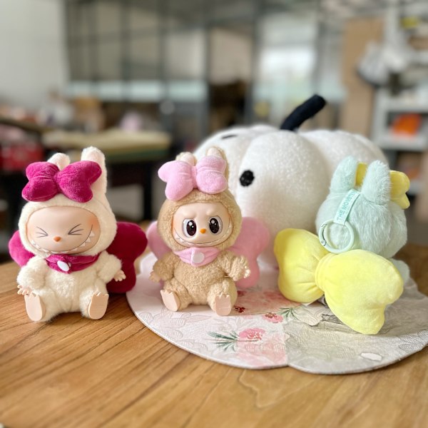 Labbuu Vingar och fjärilrosett, 17cm Labubu Mary Katt Klädset, Labubu Tillbehörsdräkt, Söta Kläder för Labubu Utklädning Yellow