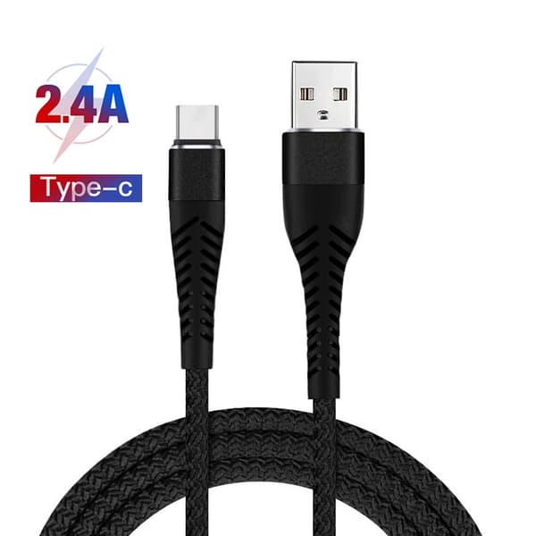 QU-Nylonpunottu USB C -kaapeli 1M 2M 3M Nopea lataus Type C -datakaapeli 1m Black