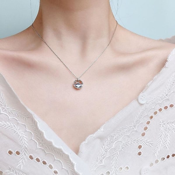 \"QD\" Fishtail Halsband Havsblå Zirkonkristall Sjöjungfruns Tårar Hänge