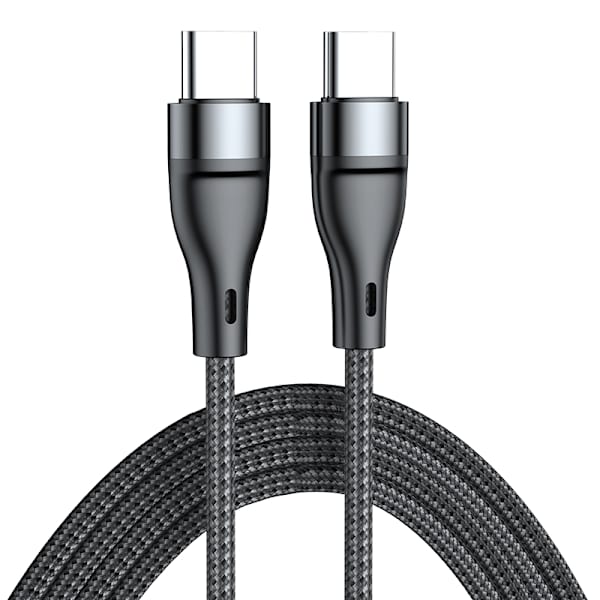 QU-USB C til USB C Hurtigladekabel PD 60W Type C Laderledning Nylon 3A Hurtigladekabel 1m Black