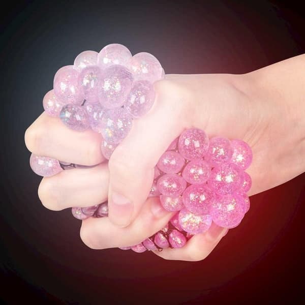 Stressboll Lysande / Klämboll i Nät - Glitter_QQ