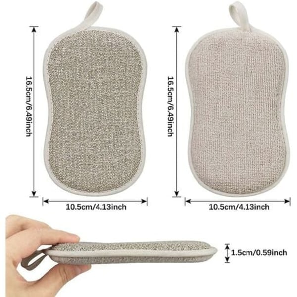 QQU-Återanvändbara Mikrofiber Antibakteriella Tvättbara Disksvampar Skursvampar Dubbelsvamp för Non-Stick Pannor Grytor (4st Svampar)