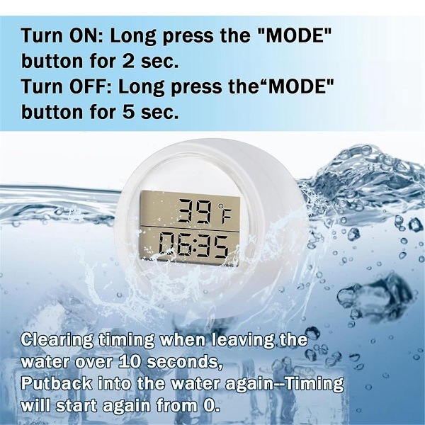 Isbads Termometer Timer, Flydende Termometer til Isbad, Vandtæt IP67, Koldt Dyp Termometer & Timer