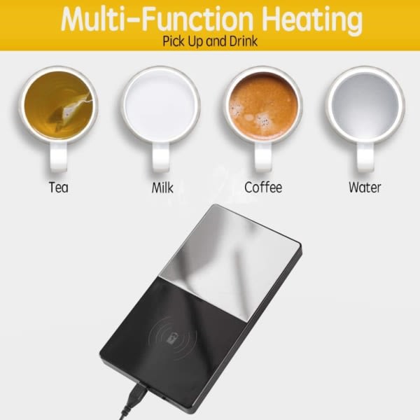 Mugg Värmare med Mobil Trådlös Laddare, 55℃ Uppvärmning Kaffe Mjölk Te Vatten