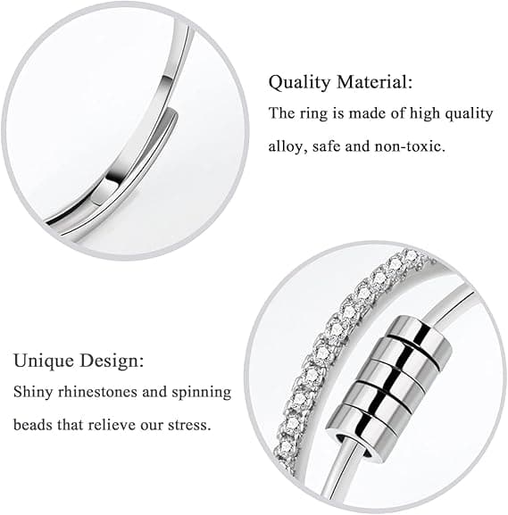 4 fingergyro-ringer for kvinner, roterende åpen fingerring i rustfritt stål, justerbare stabletilbehør, angstreduserende ring B
