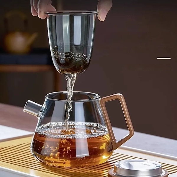 QU.GIANXI Kaffemaskine Familie Glas Tekande Sæt Klart Glas Tekop Kung Fu Lille Tekop Pyrex Te Sæt Blomst Tekande