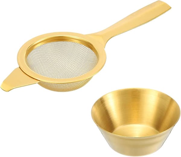 Teinfuser Sil, 304 Rustfritt Stål Finmasket Løsblad Te-filter Med Håndtak, For Tekanner, Krus Og Kopper, Gull, 5,7 Tommer