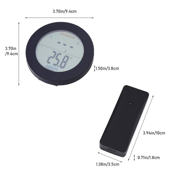 Trådlös Termometer LCD-Skärm Inomhus Utomhus Sensor Temperatursensor Inomhus Utomhus Svart
