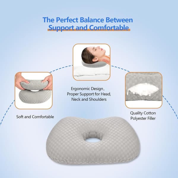 Super Microfiber Pillow, Perforated Pillow, Side Sleeping Pillow with Ear Hole, Ear Friendly and Comfortable