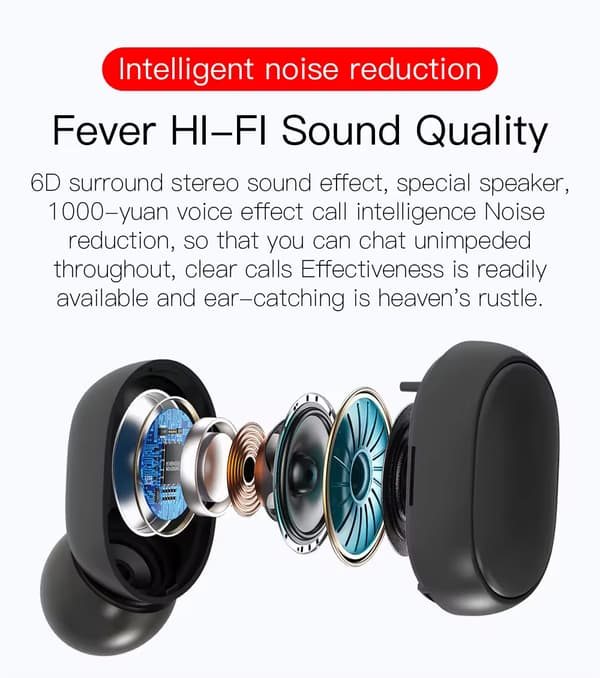 QU-TWS E6S med LED-display Audifonos auricular inalambricos ægte trådløse Bluetooth-øretelefoner earbuds e6s black