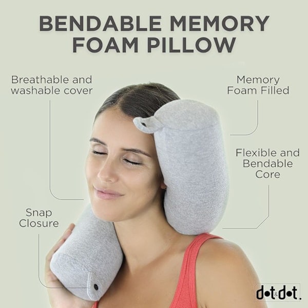 [QD] Twist Memory Foam Rejsepude til Nakke, Hage, Lænd og Benstøtte - til Rejser i Fly, Bus, Tog eller Hjemme